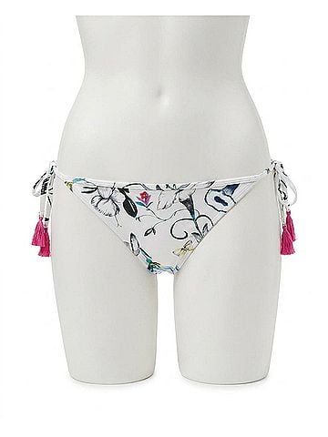 Seafolly Tie Side Hipster Bikini Bottom in Sea Flower Festival White (view 1)