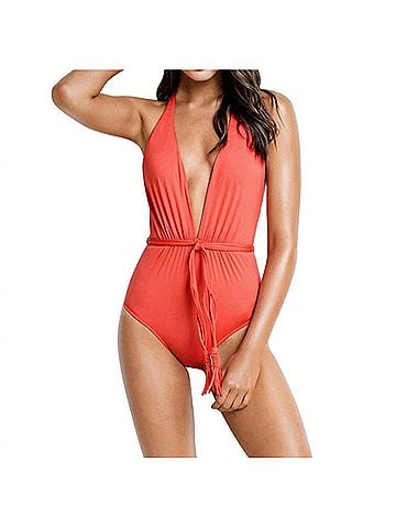 Seafolly Plunging One Piece Swimsuit in Sea Coral (view 2)