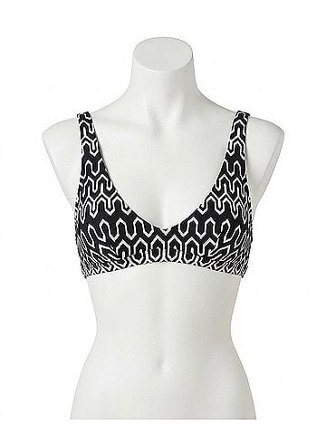 Seafolly Tie Back Bralette Bikini Top in Sea Black White (view 1)