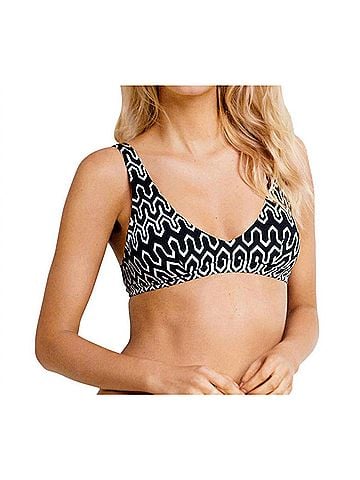 Seafolly Tie Back Bralette Bikini Top in Sea Black White (view 2)