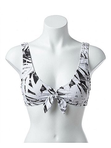 Reef Tie Front Bralette Bikini Top in Ree Desert Palm (view 1)