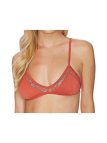 Reef Latigo Crochet Halter Bralette Bikini Top in Red (view 2)