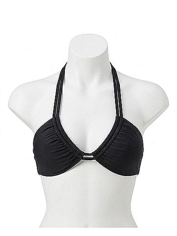 Reef Two Way Halter Bikini Top in Black (view 1)