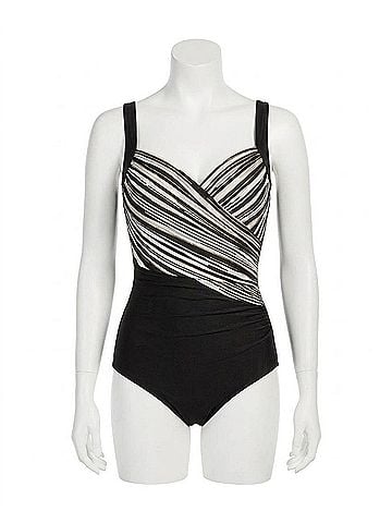 Miraclesuit Barcode Sanibel Underwire One Piece Swimsuit in Black (view 1)