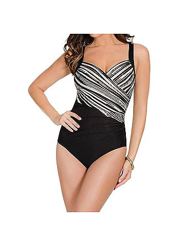 Miraclesuit Barcode Sanibel Underwire One Piece Swimsuit in Black (view 2)