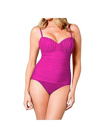 Miraclesuit Plus Solid Rialto One Piece Swimsuit in Fuchsia (view 2)