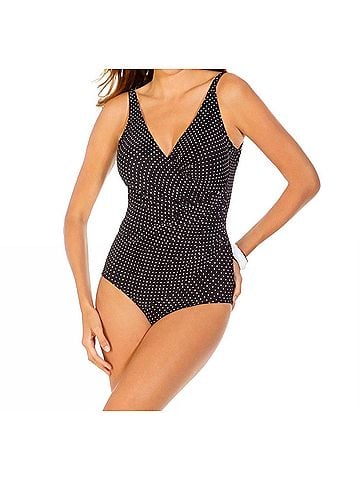 Miraclesuit Pin Point Oceanus One Piece Swimsuit in Black (view 2)