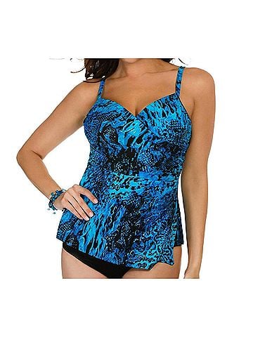 Miraclesuit Off The Scales Paramore Underwire Tankini Top in Blue (view 2)