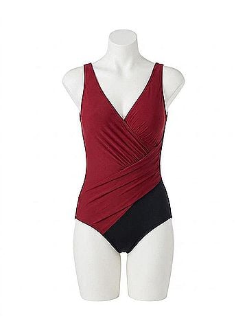 Miraclesuit Oceanus Surplice One Piece Swimsuit in Red (view 1)