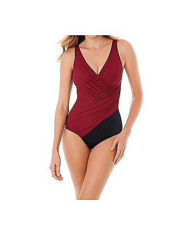 Miraclesuit Oceanus Surplice One Piece Swimsuit in Red (view 2)
