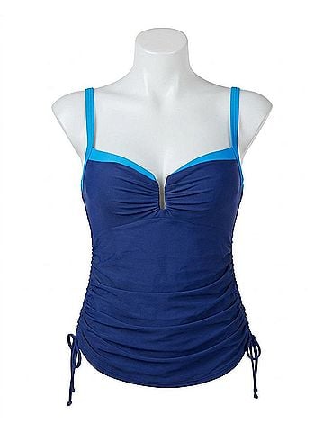 Miraclesuit Colorblock Duzette Tankini Top in Marine Blue (view 1)
