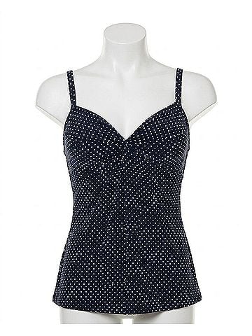 Miraclesuit Pin Point Love Knot Underwire Tankini Top in Navy (view 1)
