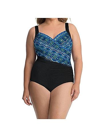 Miraclesuit Rockin' Moroccan Plus Size Sanibel Underwire One Piece Swimsuit in Blue (view 2)