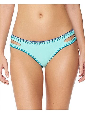 Jessica Simpson Reversible Hipster Bikini Bottom in Black And Seafoam (view 2)