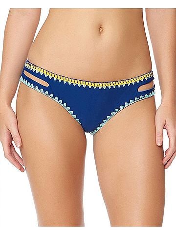 Jessica Simpson Woodstock Reversible Hipster Bikini Bottom in Marine And Peri (view 2)