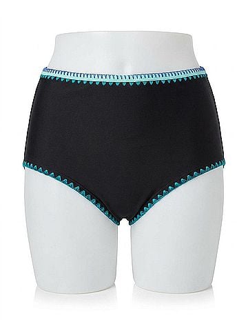 Jessica Simpson Plus Size High Waisted Bikini Bottom in Black (view 1)
