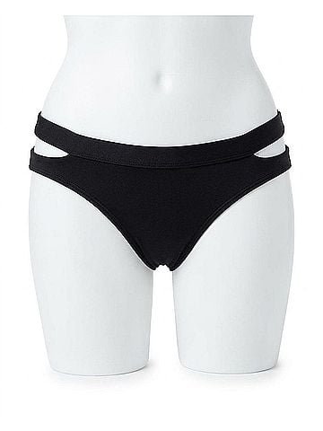 Seafolly Cut Out Hipster Bikini Bottom in Black (view 1)