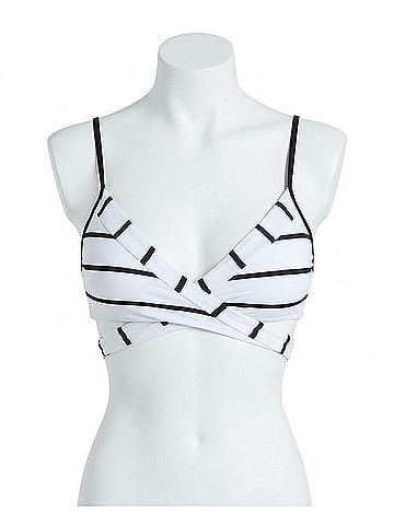 Seafolly Castaway Stripe Wrap Front Bikini Top in White (view 1)