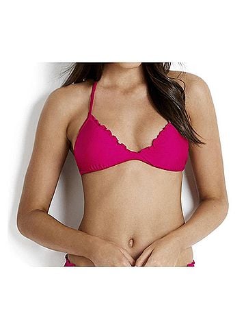 Seafolly Shimmer Triangle Bikini Top in Tahiti Pink (view 2)