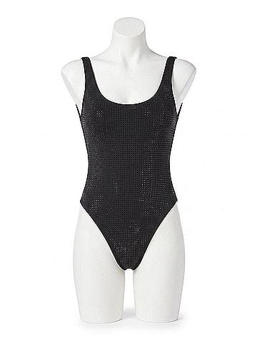 Michael Kors Studded One Piece Low Back Swimsuit in Black (view 1)