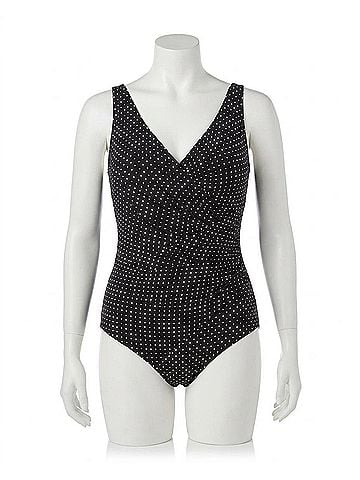 Miraclesuit Oceanus One Piece In Pin Point Swimsuit - Plus in Black/ White (view 1)