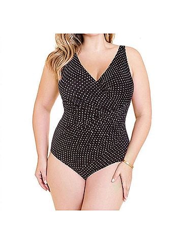 Miraclesuit Oceanus One Piece In Pin Point Swimsuit - Plus in Black/ White (view 2)