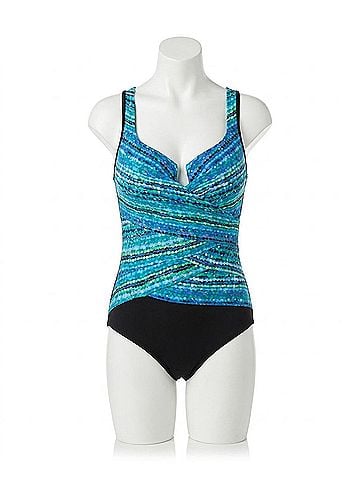 Miraclesuit Layered Escape One Piece Swimsuit in Night Lights (view 1)