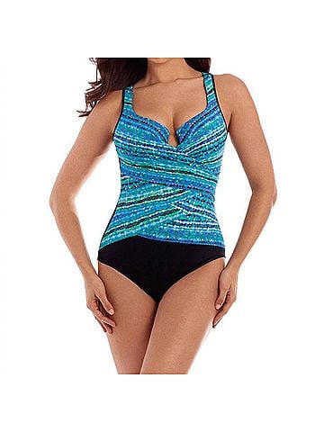 Miraclesuit Layered Escape One Piece Swimsuit in Night Lights (view 2)