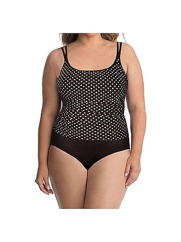 Miraclesuit Spot On Fauxkini One Piece Swimsuit - Plus in Black/ White (view 2)