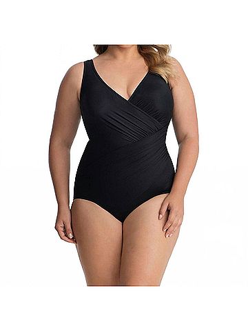 Miraclesuit Oceanus Surplice One Piece Swimsuit - Plus in Black (view 2)