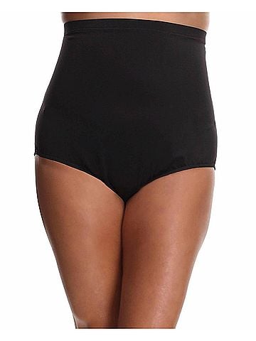 Miraclesuit High Waist Brief Swim Bottom Bikini - Plus Size in Black (view 2)