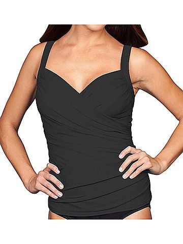 Miraclesuit Sanibel Underwire Tankini Top Bikini - Plus Size in Black (view 2)