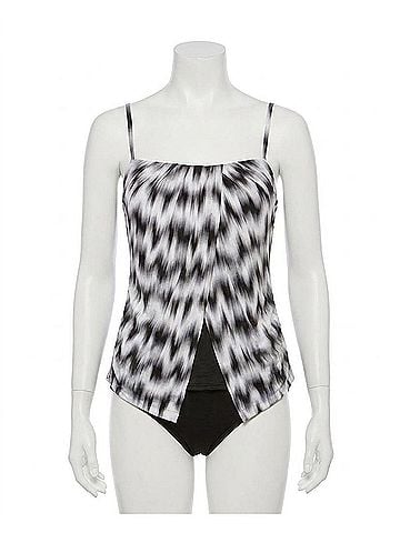 Miraclesuit Sound Wave Jubilee Fly Away Tankini Top in Black/White (view 1)