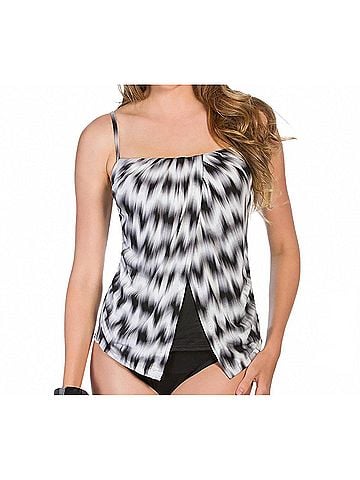 Miraclesuit Sound Wave Jubilee Fly Away Tankini Top in Black/White (view 2)