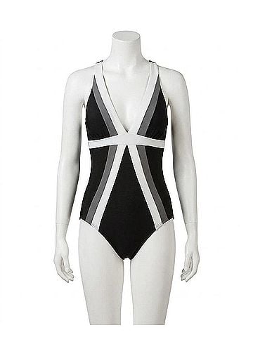 Miraclesuit Trilogy Color Block One Piece in Black/White (view 1)