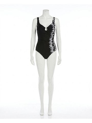 Miraclesuit Sound Wave Escape Underwire One Piece in Black/White (view 1)
