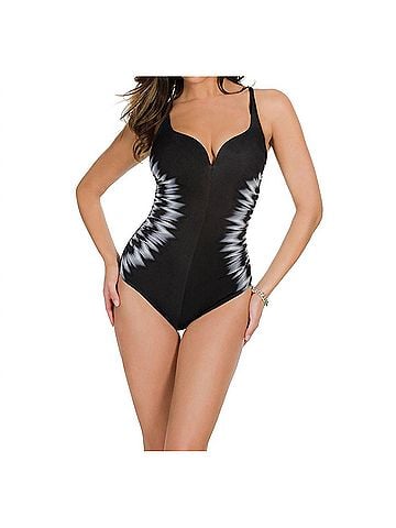 Miraclesuit Sound Wave Temptress One Piece in Black/White (view 2)