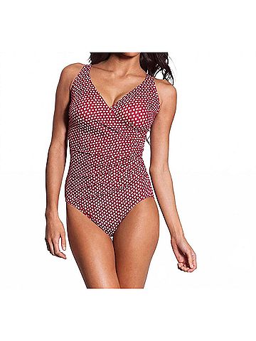 Miraclesuit Coffee Bean Wrap One Piece in Red (view 2)
