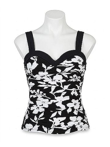 Miraclesuit Woodland Garden Saxon Underwire Tankini Top in Black/White (view 1)