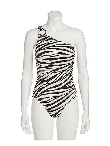 Michael Kors Women's One Shoulder One Piece Swim Suit in Multi (view 1)