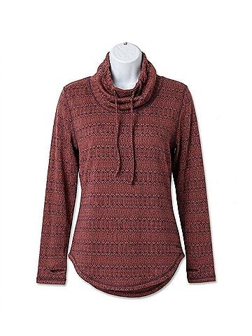 Kavu Women's Skylar Cowl Neck Sweater in Sunset Knit (view 1)