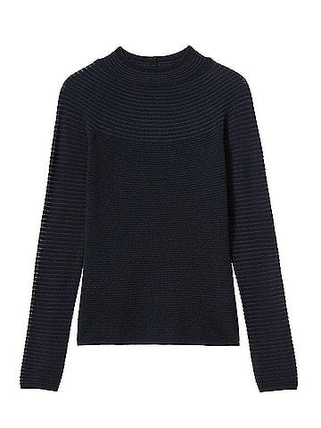 Lafayette 148 New York Fine Gauge Merino Textured Stripe Sweater in Ink (view 1)