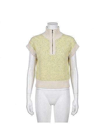 Varley Fowley Knit Top in Snow White/Limeade (view 1)