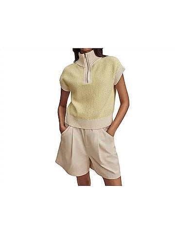 Varley Fowley Knit Top in Snow White/Limeade (view 2)