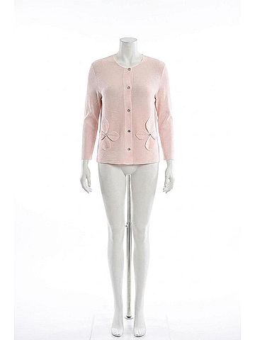 Frank Lyman Design Faylie Floral Appliqué Hip-Length Cardigan in Blush (view 1)