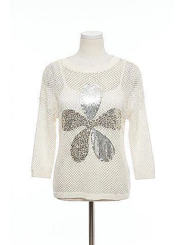 Frank Lyman Design Saphine Sequin Floral Embellished Sweater in Off-White (view 1)
