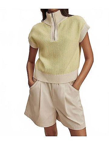 Varley Fowley Knit Top in Snow White/Limeade (view 2)