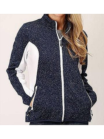 Roper Women's Sweater Knit Fleece Jacket in Navy/White (view 2)