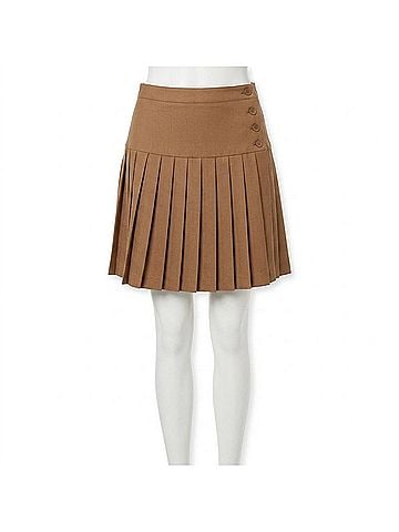 Lacoste Pleated Button Waist Skirt in Brown Six (view 1)