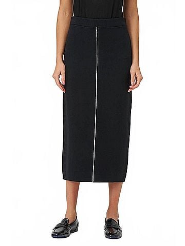 MADE IN ITALY Midi Pencil Skirt in Black (view 2)